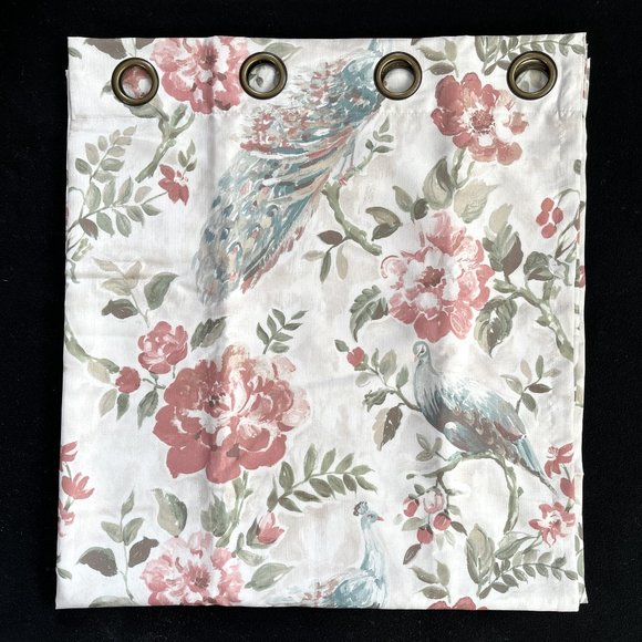 NEW Pier 1 Peacock Floral Curtain Panel 50 x 108 Beige Red Blue Green Rose Bird - Picture 1 of 5